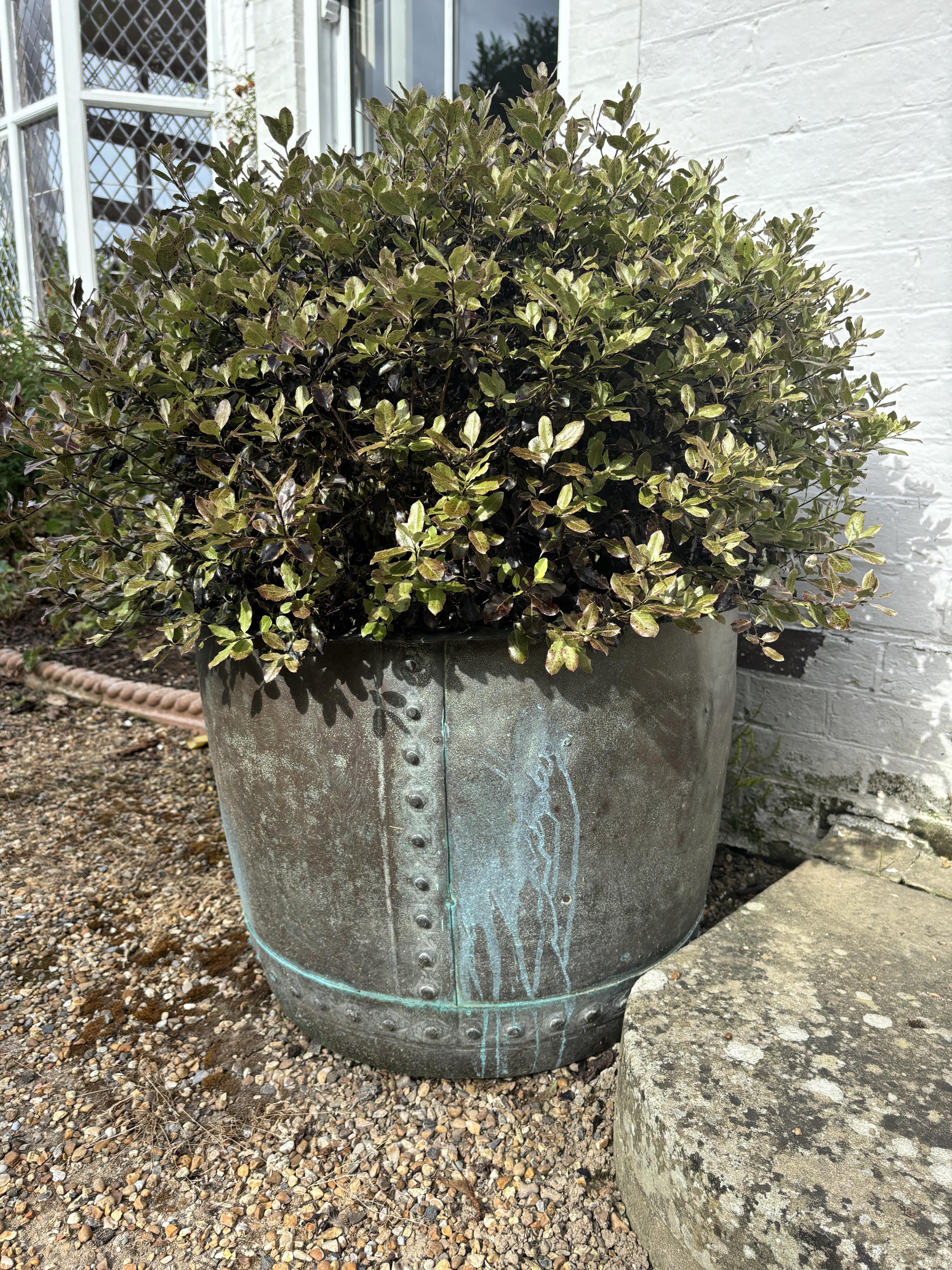 A Victorian circular copper copper, diameter 67cm, height 48cm. Condition - fair, now without plant